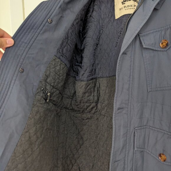 Burberry Navy Wool Field Jacket Real Shearing Removable Collar - Picture 5 of 9